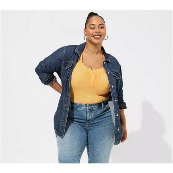 NWT Torrid Waffle Scoop Neck Long Sleeve Henley Top - Size 2 (18/20)*** - Picture 1 of 7